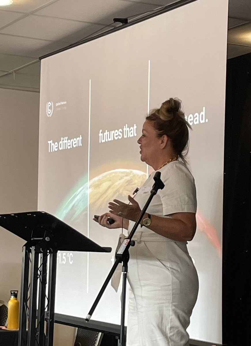 “The future is not yet written. Different futures are available.” Inspiring plenary from @sallyuren - the future could be bleak but there is so much opportunity for us to change our story. We must work together, have a vision, and drive things forward
