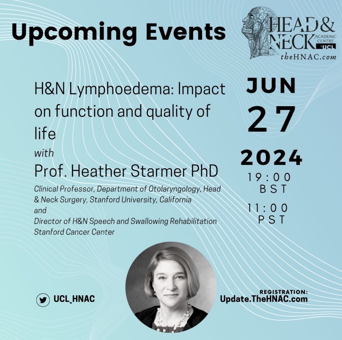 Clare Schilling (@clareschilling) on Twitter photo Continuing our MDT lecture series <a href="/UCL_HNAC/">UCL Head & Neck Academic Centre</a> on the very important
Topic of lymphoedema and QoL <a href="/GovenderRoganie/">Dr Roganie Govender MBE 🇿🇦🇬🇧</a>
sign up: update.thehnac.com
<a href="/BAHNOOfficial/">BAHNO Head & Neck</a> <a href="/BAOMSOfficial/">BAOMS</a> <a href="/jtg_baoms/">Junior Trainee Group - BAOMS</a> <a href="/BartsSquamous/">Barts Centre for Squamous Cancer</a> <a href="/YoungTongues_/">Young Tongues 👅</a> <a href="/OracleHNCUK/">Oracle Head & Neck Cancer UK</a> <a href="/ENTUKGlobal/">ENT UK Global Health</a> <a href="/BAOMS_QOMS/">BAOMS QOMS</a> Continuing our MDT lecture series <a href="/UCL_HNAC/">UCL Head & Neck Academic Centre</a> on the very important
Topic of lymphoedema and QoL <a href="/GovenderRoganie/">Dr Roganie Govender MBE 🇿🇦🇬🇧</a>
sign up: update.thehnac.com
<a href="/BAHNOOfficial/">BAHNO Head & Neck</a> <a href="/BAOMSOfficial/">BAOMS</a> <a href="/jtg_baoms/">Junior Trainee Group - BAOMS</a> <a href="/BartsSquamous/">Barts Centre for Squamous Cancer</a> <a href="/YoungTongues_/">Young Tongues 👅</a> <a href="/OracleHNCUK/">Oracle Head & Neck Cancer UK</a> <a href="/ENTUKGlobal/">ENT UK Global Health</a> <a href="/BAOMS_QOMS/">BAOMS QOMS</a>