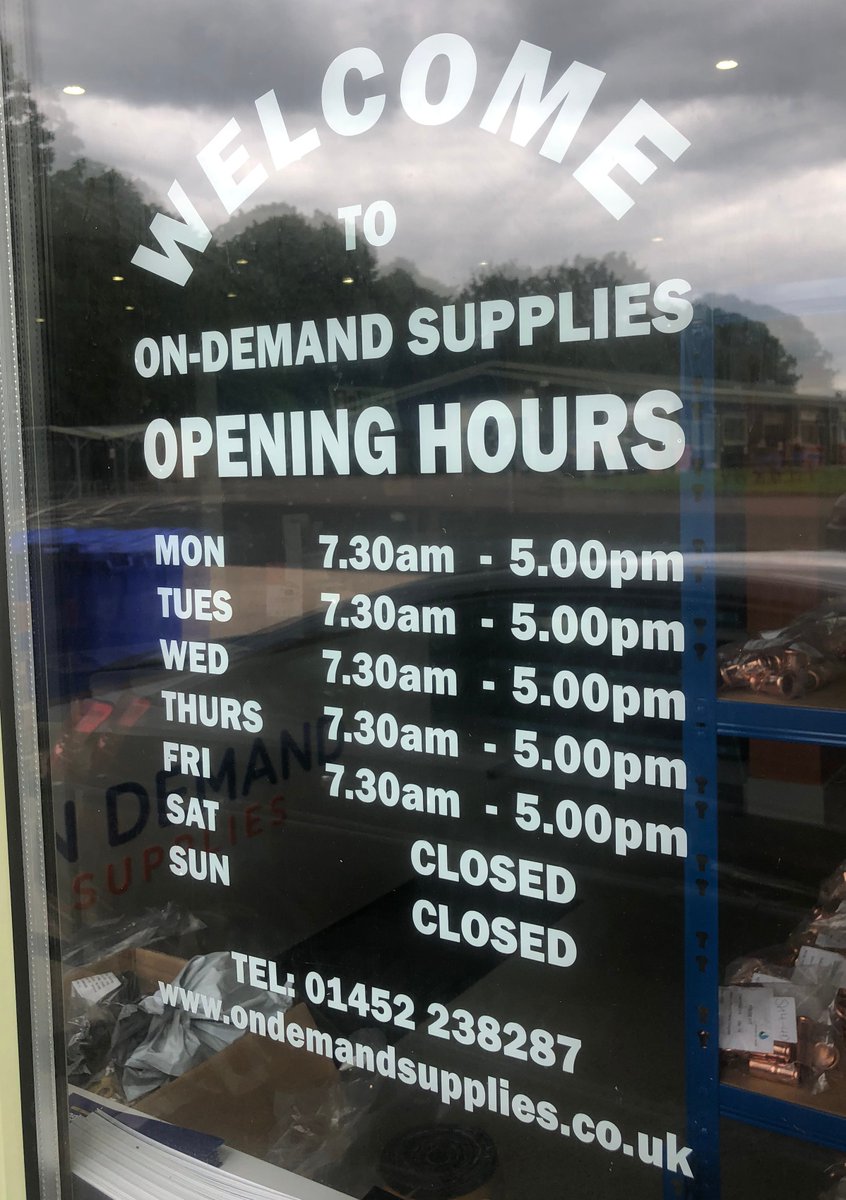 Company hours are now displayed on our windows. Stop by our trade counter if you're after any plumbing products!