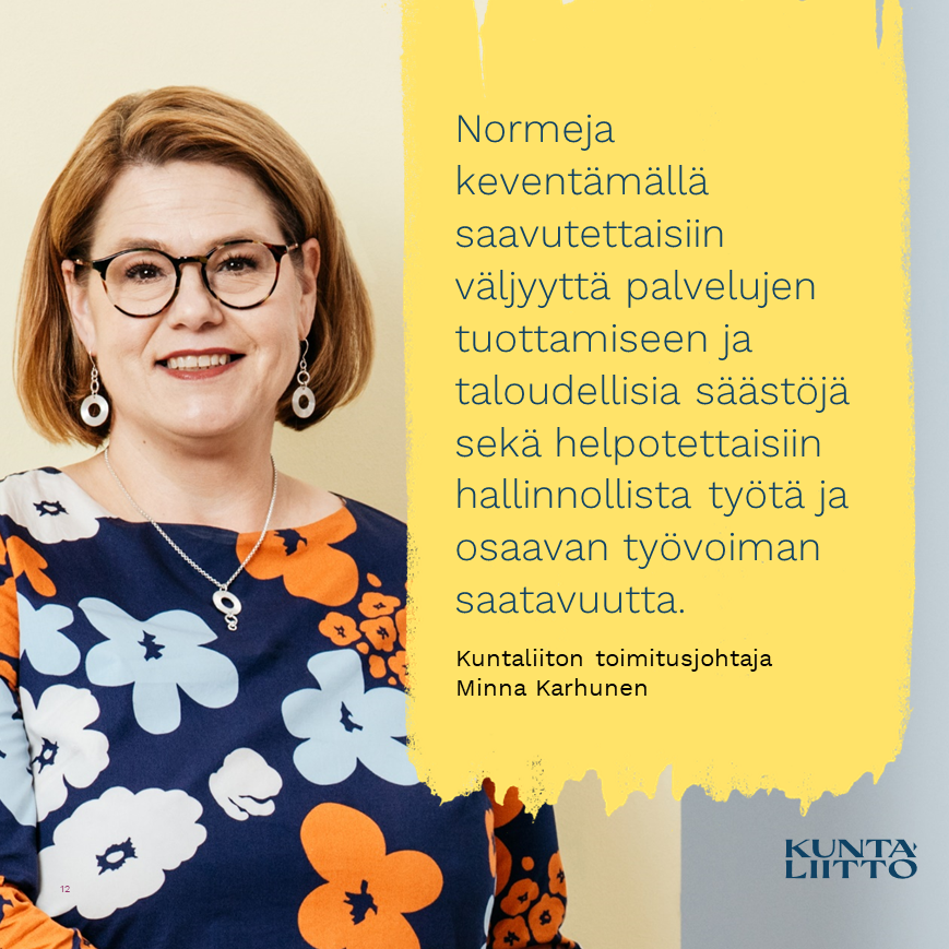 Nostimme keskusteluun 92 tapaa keventää kaupunkien ja kuntien normeja – nyt peräänkuulutamme ennakkoluulotonta yhteistyötä, kirjoittaa blogissa toimitusjohtaja <a href="/MinnaKarhunen/">Minna Karhunen</a>.

Lue koko blogi 👇
kuntaliitto.fi/blogi/2024/nos…

#norminmurtajat #normit