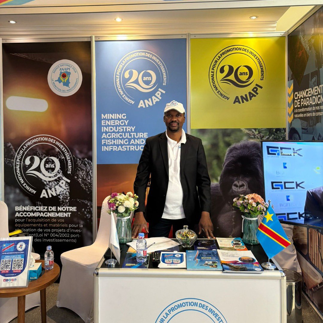 investindrc's tweet image. Avec l'ANAPI, bien investir pour une RD Congo prospère ! 🇨🇩

L'Agence Nationale pour la Promotion des Investissements (#ANAPI) est partenaire du DRC Mining Week, qui se tient à Lubumbashi du 12 au 14 juin 2024.

Lors de cet événement, notre Directeur Général, Anthony NKINZO