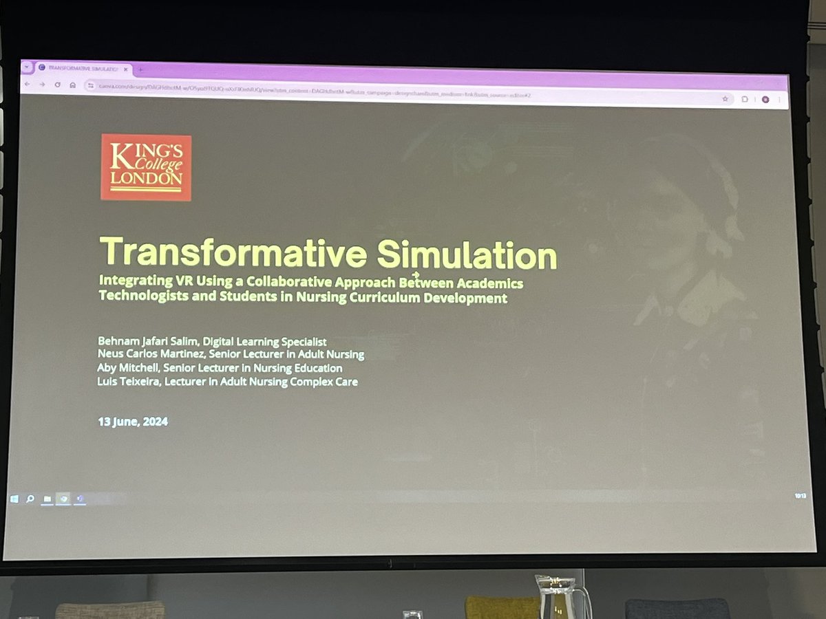 tiago_uni's tweet photo. #task a fantastic conference given by colleagues from @KingsNursing . Luis, @AbyAbymitchell, Neus and Behnam. #VR #simulation @KingsCollegeLon @kingsacademykcl @LorraineRRobins @RCNLondon @theRCN @SigmaNursing @RegionSigma @NurseAcademicUK @samsmidt @DirectorMary1 @AdamFagan24 https://t.co/sRVj6Ihqvc