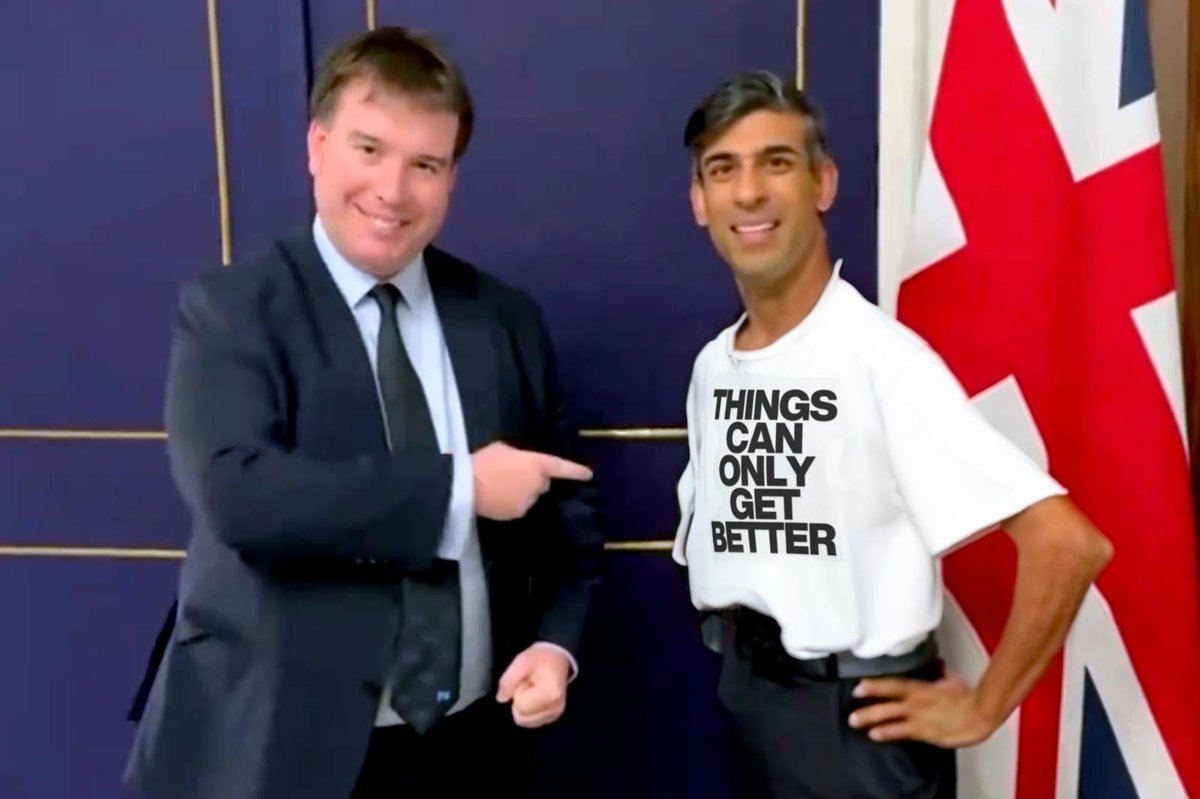 Say what you like about Rishi but he has good taste in T-shirts. #GeneralElection2024 Get yours here: thingscanonlygetbetter.xyz/products/tcogb…