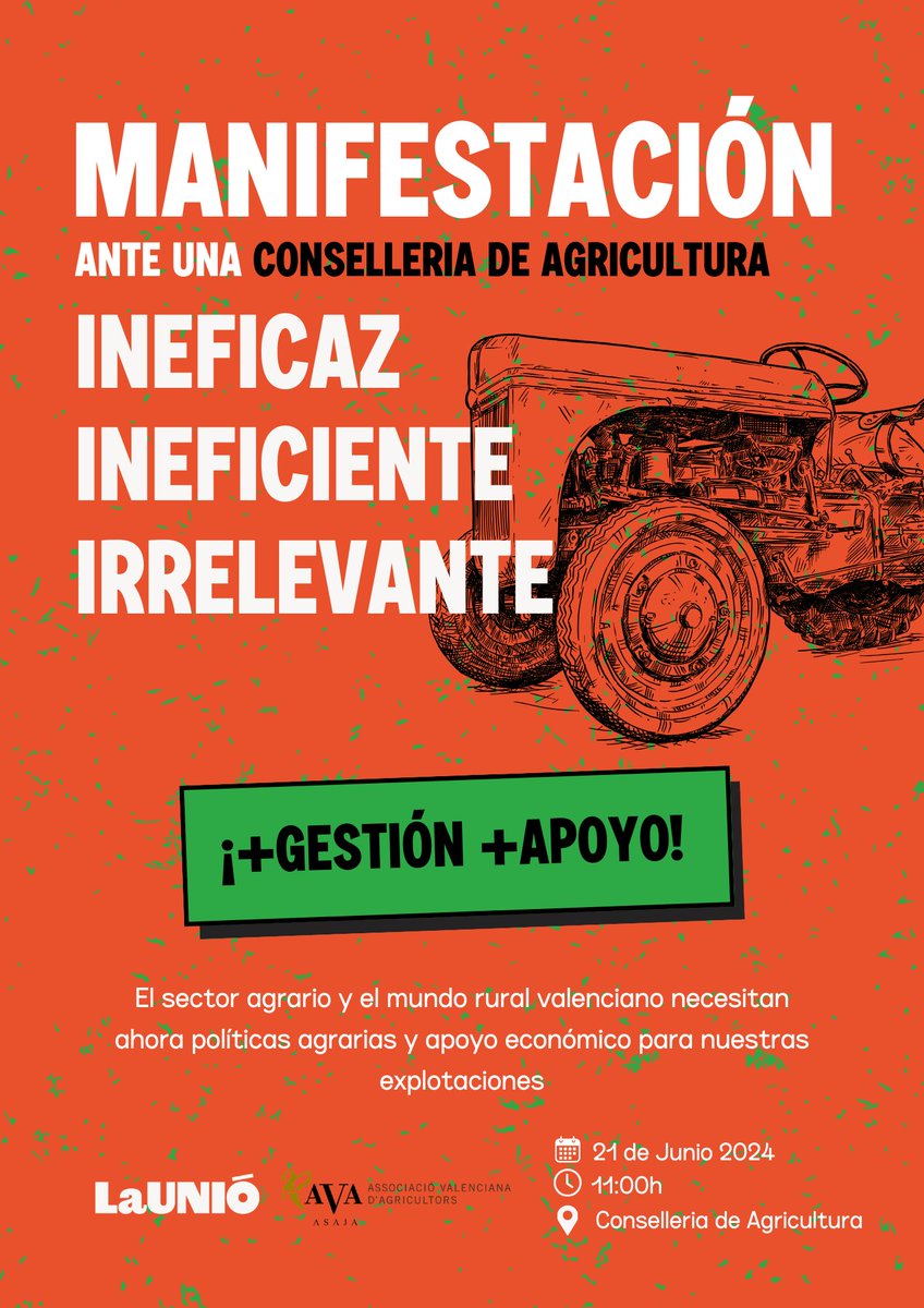 ismaelncfarmer's tweet photo. Los ERES en cualquier sector son dolorosos. En la Comunidad Valenciana los agricultores llevamos décadas continuas de ERE convirtiéndonos en la región europea con mayor abandono agrícola, y ninguna administración lo ha tomado en serio. Una vez más, a la calle: https://t.co/rKmn56q4ip