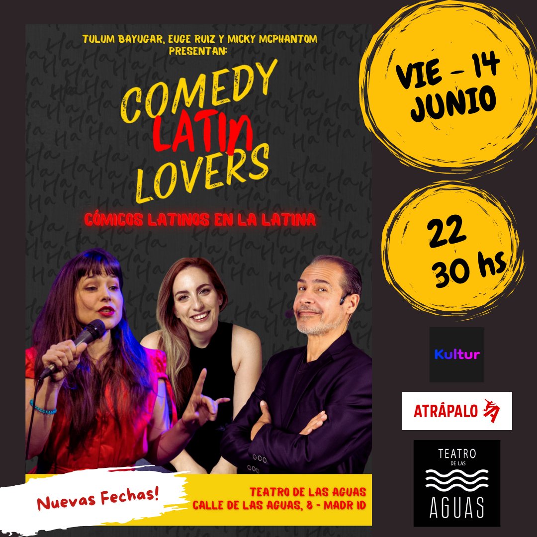 Heey! Amigas y amigos!! Mañana estaré compartiendo escenario con dos bellas bestias de la comedia ¨SUDaka👊¨ en Madrid! Tulum Bayugar y Eugenia Ruiz en el Teatro de las Aguas! 22:30 hs / Calle de Las Aguas, 8 (28005) La Latina, Madrid
<a href="/tulum_bayugar/">Tulum_bayugar</a> <a href="/teatrodlasaguas/">Teatro de las Aguas</a>