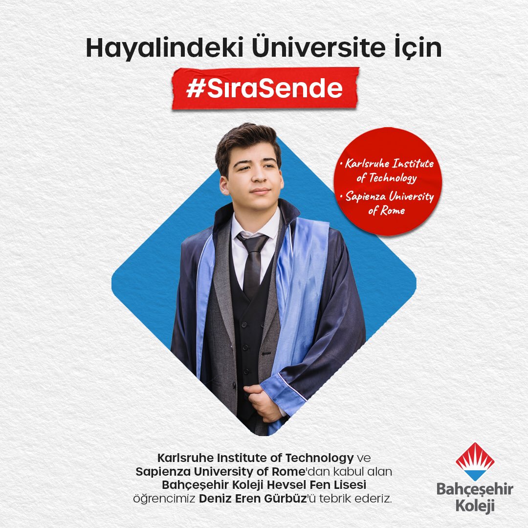 BHevsel's tweet photo. Hayalindeki Üniversite İçin #SıraSende

👏🏼🎉 Dünyanın en saygın üniversitelerinden kabul alan Hevsel Kampüsü öğrencilerimiz; Bejan Tekay, Behram Berat Yel, Deniz Eren Gürbüz, Ali Behram Gümüş’ü tebrik ederiz.

#bahçeşehirkoleji #bkdiyarbakır https://t.co/XcIoaXrrCN