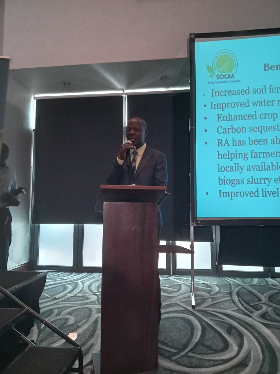 socaakenya's tweet photo. Live from the RA Conference! We’re shaping a favorable environment for Regenerative Agriculture practices. 
Mr. Norman Mahero, an RA farmer from Kakamega County presenting. #RAConference #RegenerativeAgriculture #SustainableFarming https://t.co/RhDvunFlww