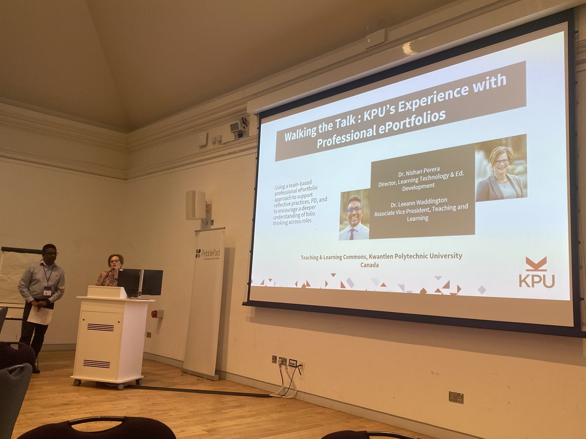 PebblePad's tweet photo. Dr Nishan Perera and Dr Leeann Waddington from @KwantlenU on 'Walking the Talk: KPU’sExperience with Professional Portfolios' 💡

 #PebbleBash https://t.co/wfqgNHXQPa