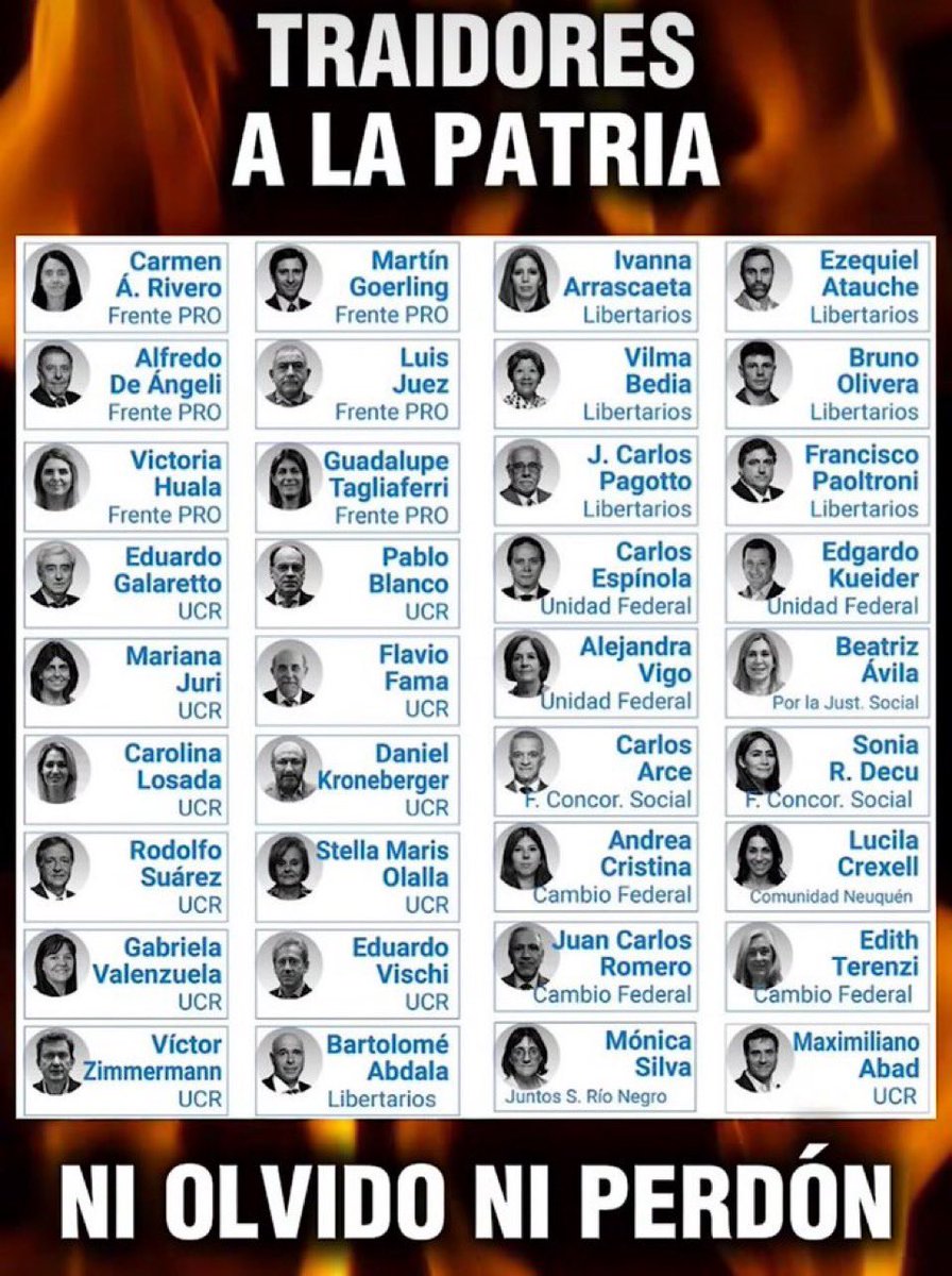 LPeronistas's tweet photo. NI OLVIDO NI PERDÓN!
#TRAIDORES_AsuPATRIA 
#TraidoresASuPatria
#Traidores https://t.co/Ng9N6jXyH3