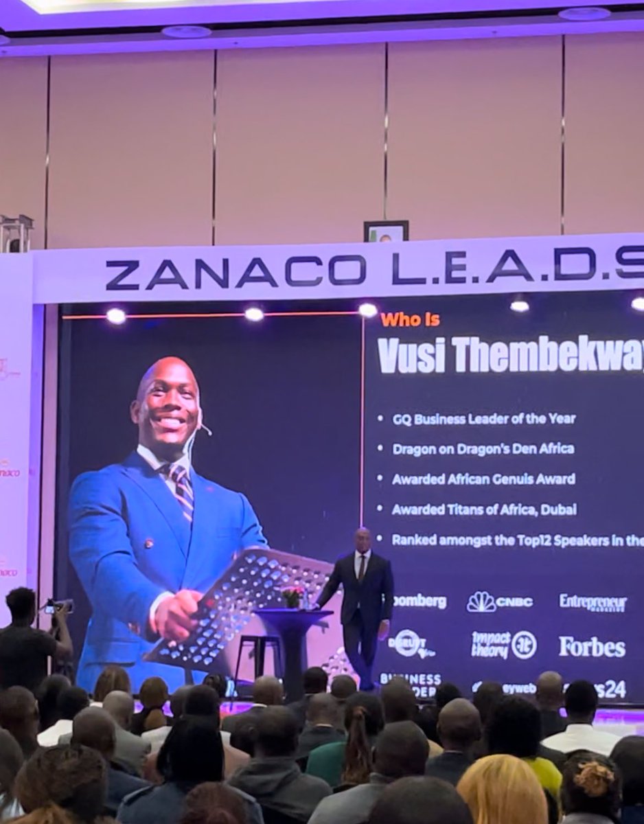OliviaTutu05's tweet image. Key takeaways from Vusi Thembekwayo&apos;s inspiring presentation at Zanaco L.E.A.D.S event:
1. Greatness is a choice, 2. Genius and crazy are just a matter of time, 3. Trust accelerates teamwork, and 4. Prioritize customer experience for business success.
#LEADS2024 #VusiThembekwayo