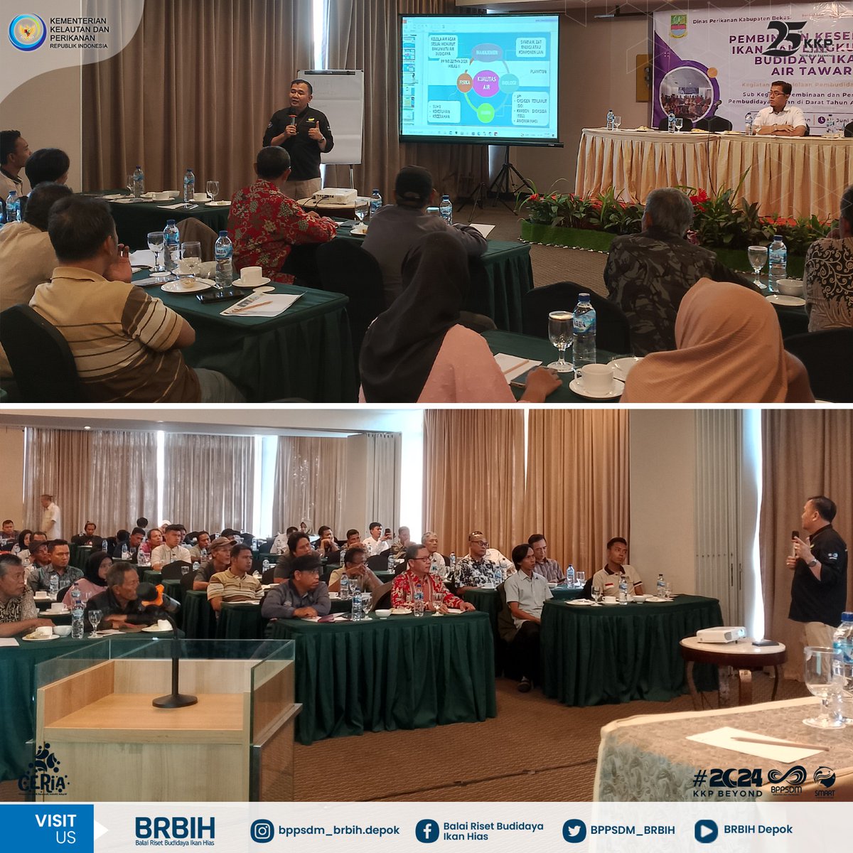 bppsdm_brbih's tweet photo. Kepala Balai Riset Budidaya Ikan Hias (BRBIH), Dr. Joni Haryadi, https://t.co/PhpPoydvp3 hadir sebagai narasumber kegiatan Pembinaan dan Pemantauan Kesling para Pembudidaya Ikan Hias Air Tawar sekitar 50 orang,
@kkpgoid
@bppsdm_kp
#KKPThrive #2024KKPBeyond #EkonomiBiru https://t.co/9HocRfPwQx