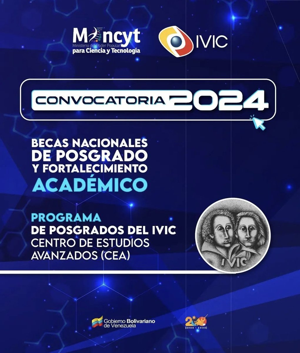 Gabrielasjr's tweet photo. Becas y oportunidades de estudio de maestría y doctorado en el @IVIC_oficial para la formación académica especializada de científicos y científicas en Venezuela.

📢 Vamos tú puedes participar en esta importante convocatoria.
https://t.co/iFclf9HmrZ empodérate y prepárate para el futuro.

 Regístrate y postúlate para las becas
#CienciaParaLaVida
