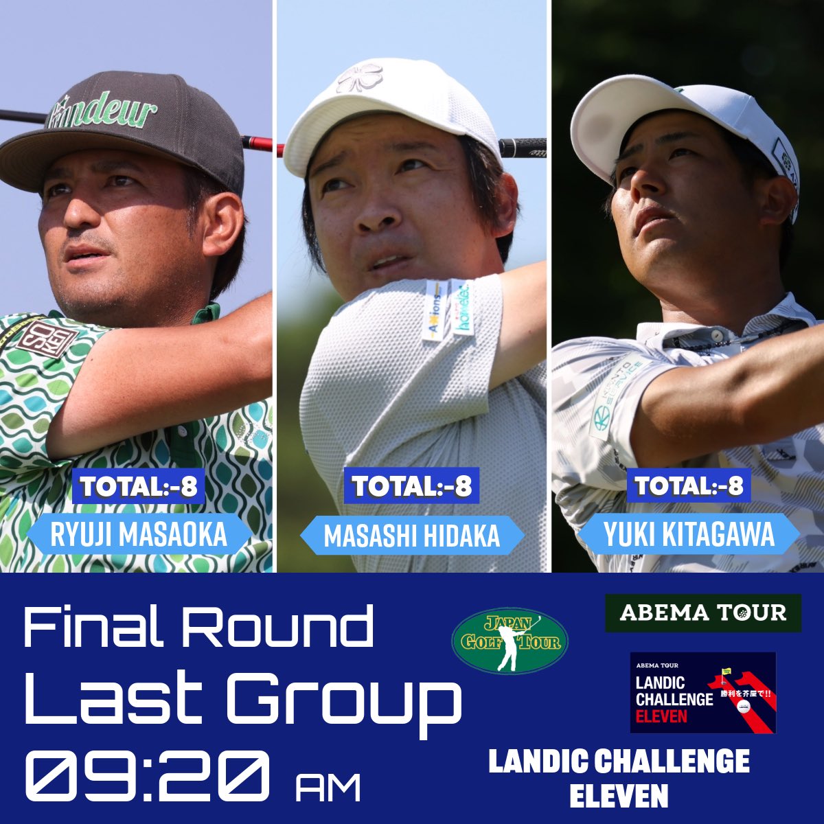 JGTO_official's tweet photo. ABEMAツアー第6戦 「 LANDIC CHALLENGE 11 」 最終ラウンド⛳️

#最終ラウンド
#最終組 🏌️

1️⃣ #正岡竜ニ
1️⃣ #日髙将史
1️⃣ #北川祐生

#jgto 
#golftournament
#abemaツアー 
#男子ゴルフ
#LANDIC
#LANDICCHALLENGE
#芥屋ゴルフ倶楽部 https://t.co/42saohdjJU