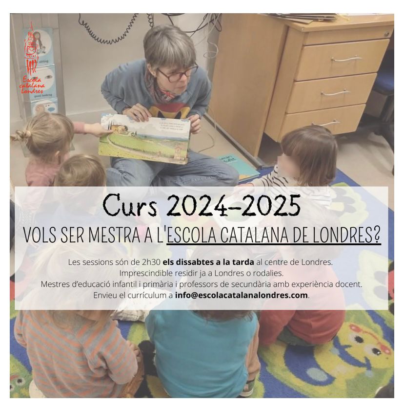 Vols formar part d'un projecte pioner d'ensenyament de català a l'estranger? L'Escola Catalana de Londres busca mestres i professors per al curs 24-25! Imprescindible residir a Londres o rodalies.