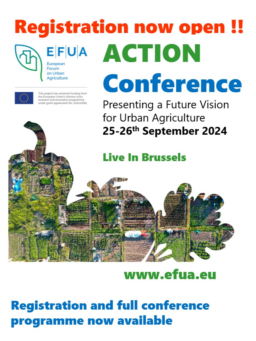 EFUA ACTION CONFERENCE - BRUSSELS 25-26 Sept: 
 REGISTRATION IS OPEN/ FULL PRORAMME OUT NOW !!!
 
 “Join us” in Brussels for this unique event dedicated to advancing urban agriculture policies and practices across Europe! 
 
efua.eu/conferences/ac…