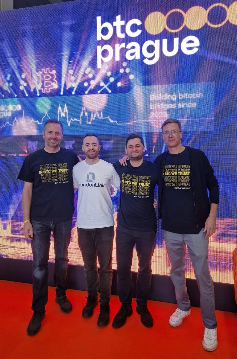 LondonLinkOTC's tweet photo. The LondonLink team at #BTCPrague. Grab us to discuss corporate offramping https://t.co/s8LRgg4H3c