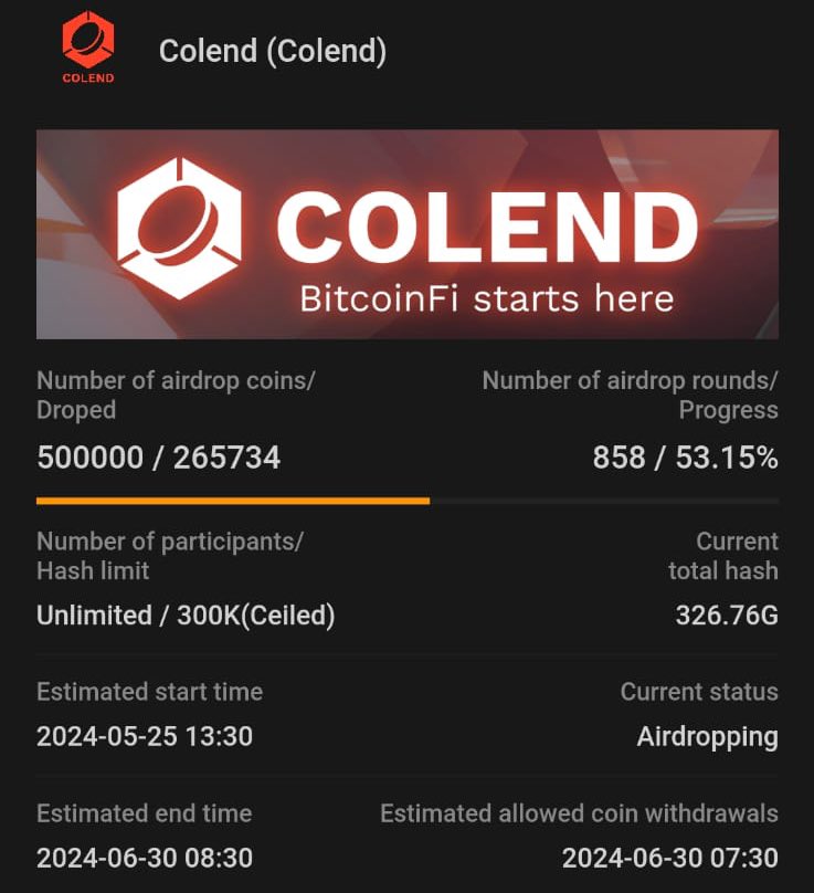 SatoshiAppXYZ's tweet photo. How many Colend Tokens have you mined so far?

Drop a screenshot in the comments 👀👇 https://t.co/PsdtapgnNr