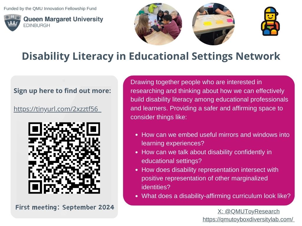 Are you interested in thinking more about Disability Literacy in Educational Settings?

Have you signed up to learn about our emerging network?

Our first meeting will be September: sign up here if you'd like to know more!

Please share and RT🥰

Sign up: tinyurl.com/2xzztf56