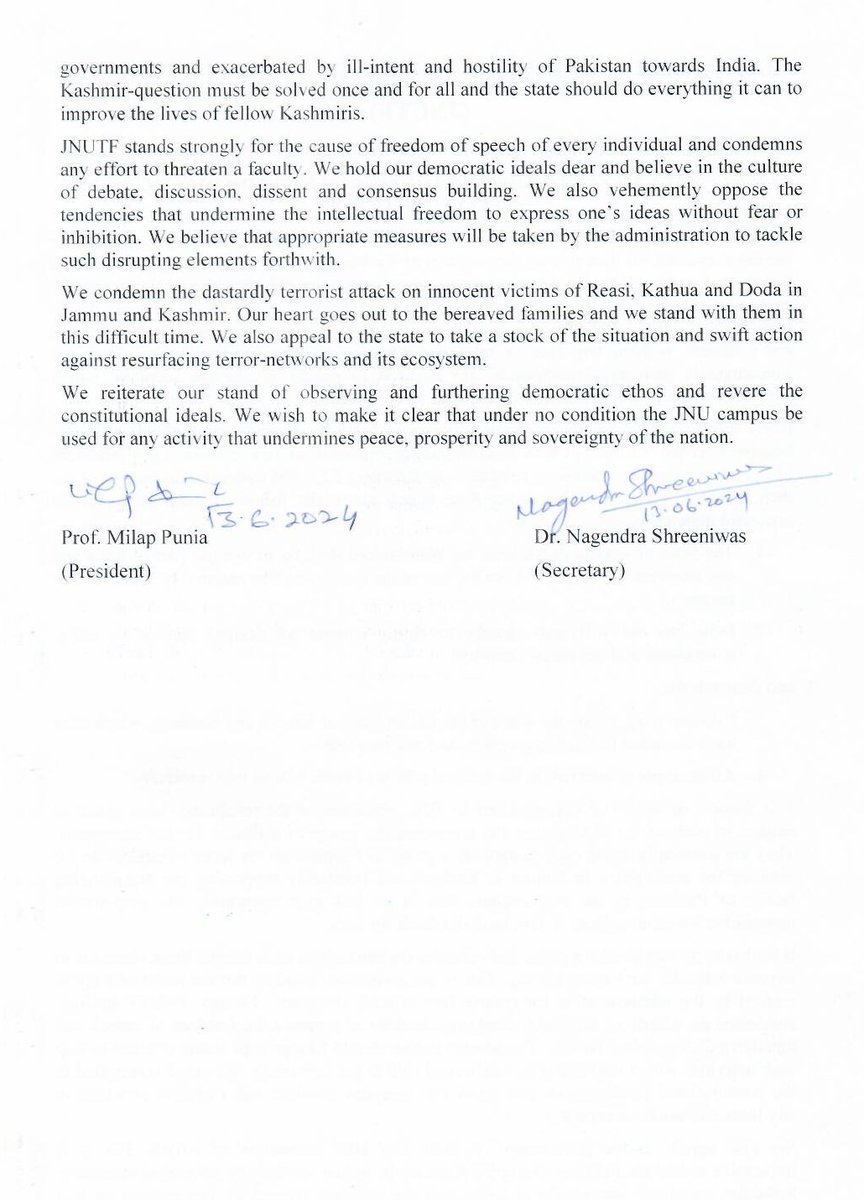 JNU Teachers Forum tweet media