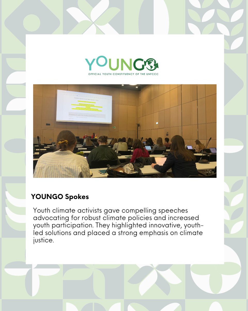 youngo_unfccc's tweet photo. On Ninth day of SB60 featured dynamic discussions, youth advocacy, and essential dialogues on ocean and climate change. 

Emphasis on capacity building, innovative youth actions, and urgent financial support for loss and damage. https://t.co/LL3DhSSnq8