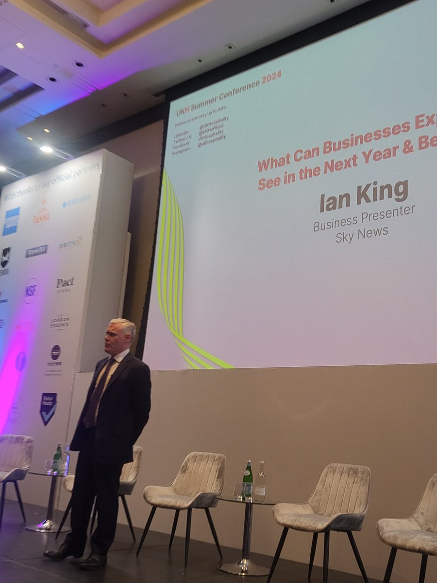 UKHospKate's tweet photo. Fascinating political and economic insight from @IanKingSky - fully agree with him that it is surprising we haven't had an interest rate cut by now and should do so now and also that labour market policy needs to be responsive to need #UKHSummer24 https://t.co/9T4Tv9KC6q