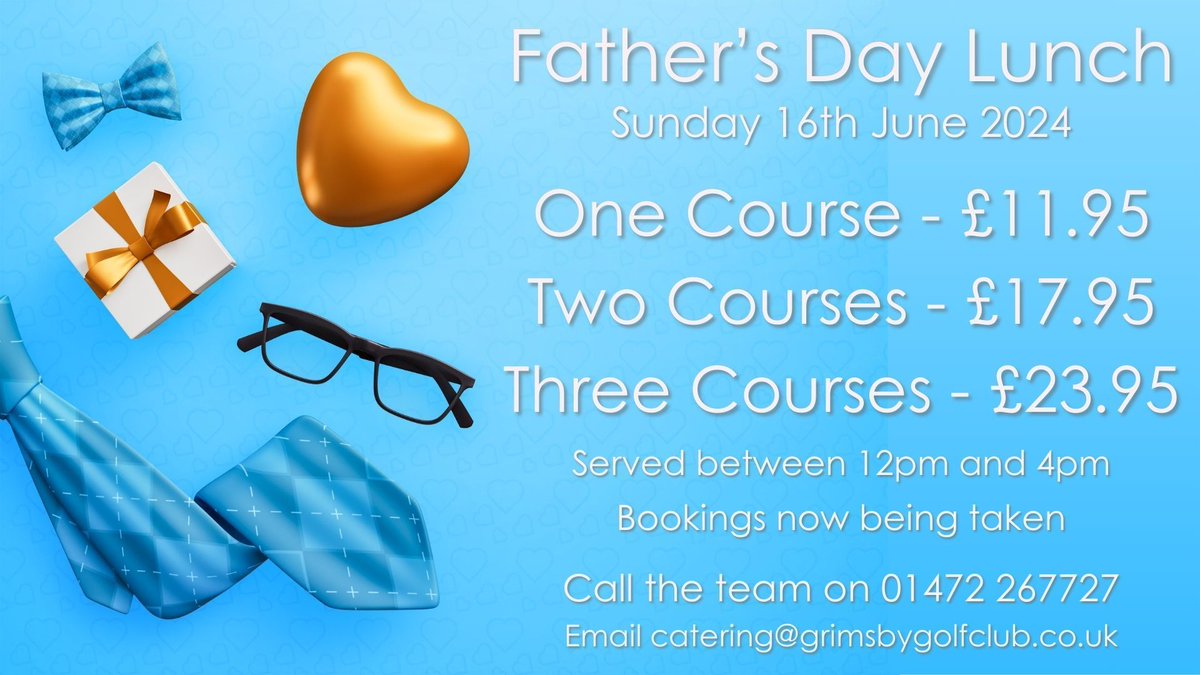 🍴 FATHERS DAY - SUNDAY 16TH JUNE 2024 🍴 
BOOK YOUR TABLE NOW -  Served between 12 - 4pm
📞01472 267727 to book your table
Visit our website for the menu, buff.ly/3OOOnuY
#fathersday #lunch #golfclub #goodfood #view #june #2024