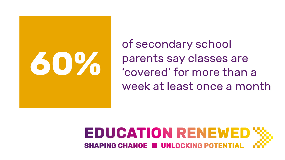 This Friday <a href="/YouGov/">YouGov</a> will present new NEU commissioned research at our #EducationRenewed summit.

Their poll of parents uncovers the impact of teacher shortages on students. Tackling this is a priority.