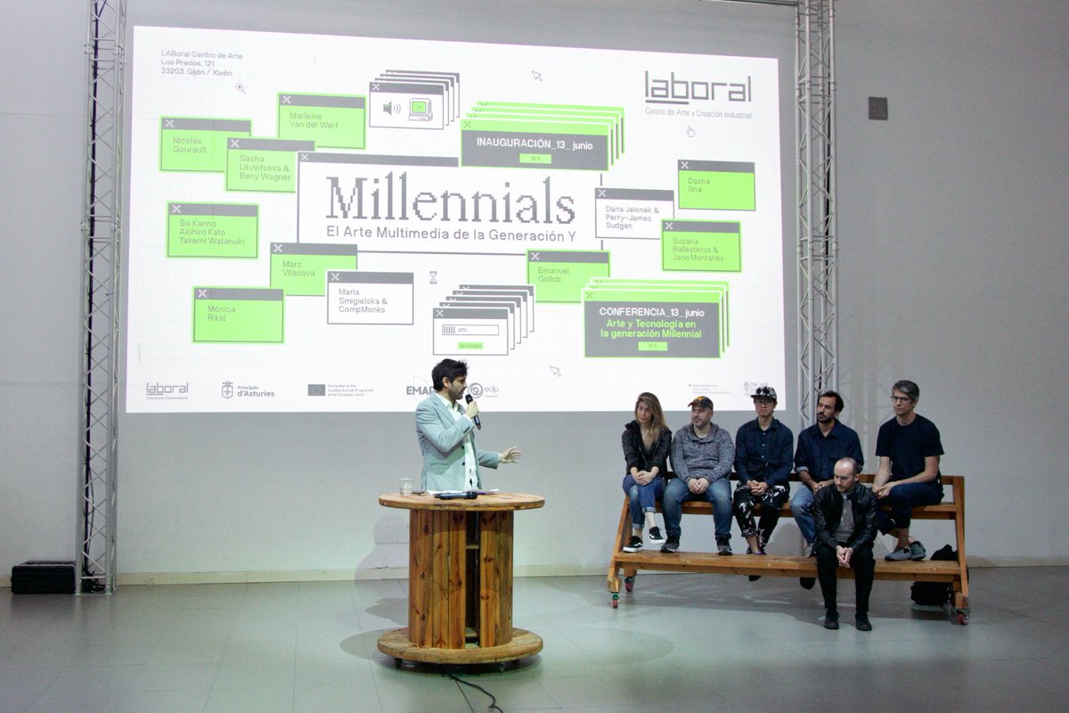 LABoral's tweet photo. Rueda de prensa de la exposición ´Millennials, el arte multimedia de la Generación Y´.

Os esperamos hoy, a partir de las 17 h, para disfrutar de la conferencia inaugural, la performance disarming II y la visita guiada. 🙌

🔗Entrada libre y gratuita. https://t.co/LfFsoMEo9K