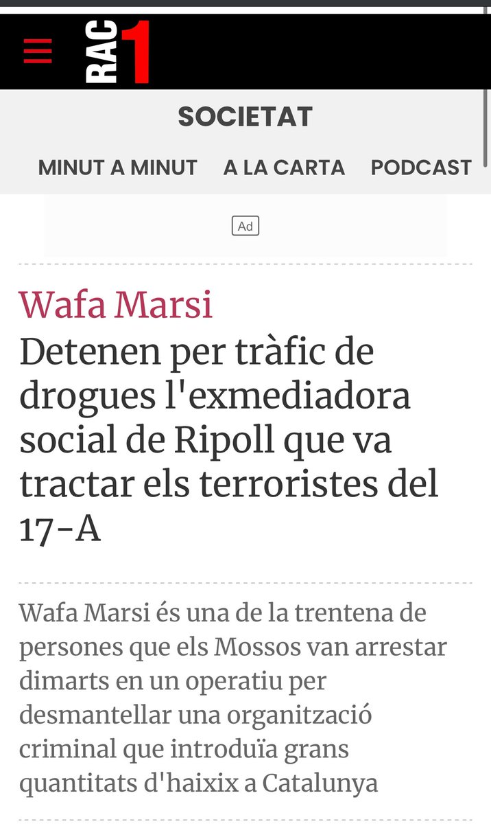 Lluis_areny's tweet photo. La Wafa Marsi, fa menys d’un mes, estava molt preocupada a @rac1 difamant a la @orriolsderipoll.  

Avui ja ho entenc, li agraden els polítics que fan l’orni amb el consum i tràfic de drogues, perquè ella té vincles amb la màfia de l'haixix marroquí.

Detinguda

#SalvemCatalunya https://t.co/4tGXXc8Whu
