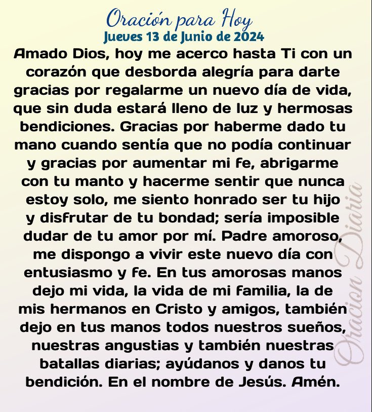Oración de hoy jueves 🌟