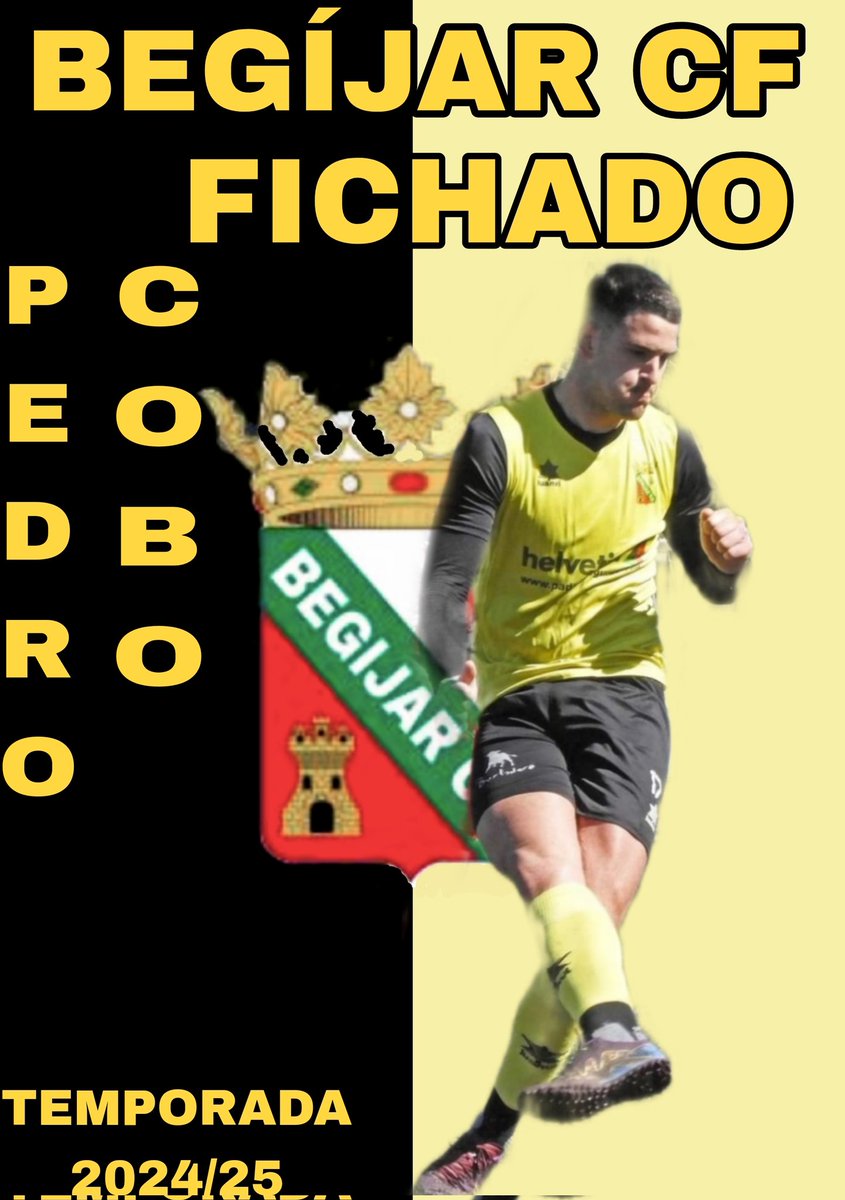 FICHAJES 
TEMPORADA 2024/25

Hoy anunciamos el fichaje de un jugador que vuelve a casa, regresa el gol.

PEDRO COBO jugará su segunda temporada en el Begíjar CF. 

Sus 18 goles en la temporada 2022/23 le avalan y estará en su terreno de juego ideal.

Gacias por volver‼️

💛🖤