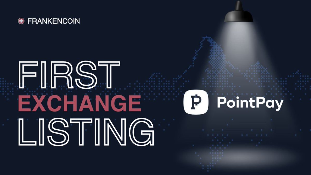 WOW! 🤯

Frankencoin, $ZCHF, was just listed on PointPay Exchange opening the door for more people interested in holding and using the biggest Swiss franc stablecoin. 

Together with the also integrated FIAT On and Offramp from DFX PointPay customers can now convert their CHF to