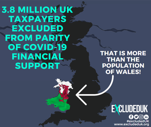 ExcludedUK's tweet photo. .@NickyAACampbell thank you for talking to Sue from #ExcludedUK this morning on @BBC5live, but despite your "need for balance", you did not go back to Sue after letting Raj reinforce the lies @rishisunak spouts that there were support schemes in place for everyone. 
Sue would have then educated Raj, and yourself, that 3.8 million UK taxpayers fell through the cracks of the support schemes available and that there were some people who did not qualify for any of the support schemes, not even Universal Credit.
 
You said that "it was never going to be perfect" ...but 3.8 million UK taxpayers is over 10% of the working population of the country which equate to more than the population of Wales!

One point not advertised was that you had to have been trading 2 years or more to qualify for a Bounce Back LOAN, so what do all the other people do?!? Did you have 2 years bill money down the back of your sofa?

Also, it was not just small businesses impacted, there were over 20 other categories:
·New starters
·New Businesses
·PAYE freelancers
·Newly self-employed
·Those denied furlough
·Directors paid in Dividends
·Directors paid PAYE Annually
·Made redundant before 19 Mar 2020
·Directors of Companies not in Profit
·Self-employed with +£50k trading profits
·Businesses ineligible for Business Grants
·Those in maternity/parental/adoption leave
·Those earning less than 50% income from self-employment
·Those whose personal circumstances have affected entitlement to support e.g. pensions, bereavement allowance, carer’s allowance, students, armed forces veterans… and more…

Nicky, please interview Jennifer Griffiths, Head of #ExcludedUK, who can run through the facts with you, not Rishi Sunak's Hollywood version. Her email is jennifer@excludeduk.org 

37+ lost to suicide and hundreds of attempted suicides, so please be careful about laughing whilst talking to an excluded person as you really do not want to be the reason another excluded person is tipped over the edge!

Lives & livelihoods ruined!

Dutifully paid in, deliberately left out!

Website: https://t.co/0yvKedEu5A

Facebook Group: https://t.co/1GoANVaqj9

Sign up to our mailing list: https://t.co/zgpsggbnGK

#ExcludedUK
