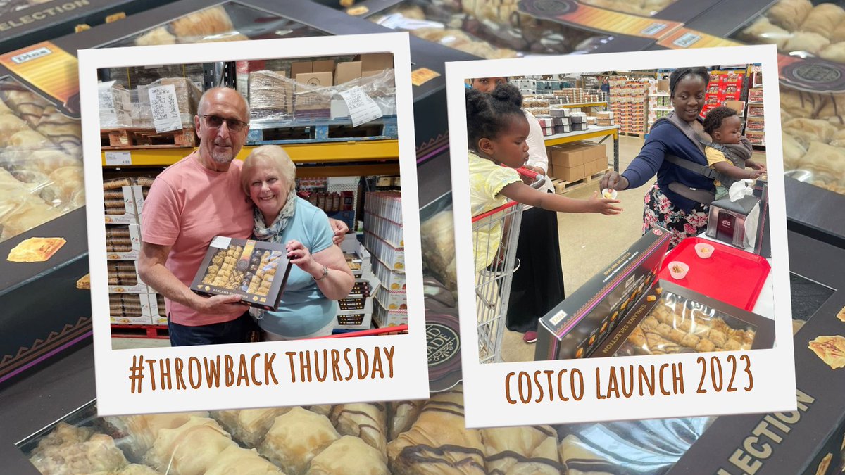 dinafoods's tweet photo. ⏳Can you believe it's been a year since we launched our 1kg box of delicious baklawa in Costco? 🥳🎉🎊
Doesn't time fly?
Here's a little reminder of the great time we had sharing our baklawa with #Costco shoppers...
#DinaFoods #Dinalicious #baklava #baklawa #ThrowbackThursday https://t.co/66M8uAMvhX