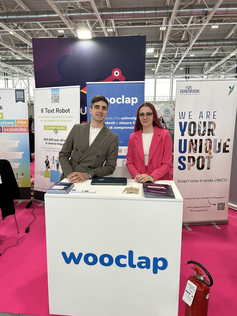 Con <a href="/CabassaDiletta/">Diletta Cabassa</a> siamo a Bologna al <a href="/WMFWeMakeFuture/">WMF - We Make Future</a> 🇮🇹

Venite a trovarci davanti all’ open stage 13 Hall 30 📍

Vi aspettiamo 🫶

#wmf #wooclap #wemakefuture #ai #edutech