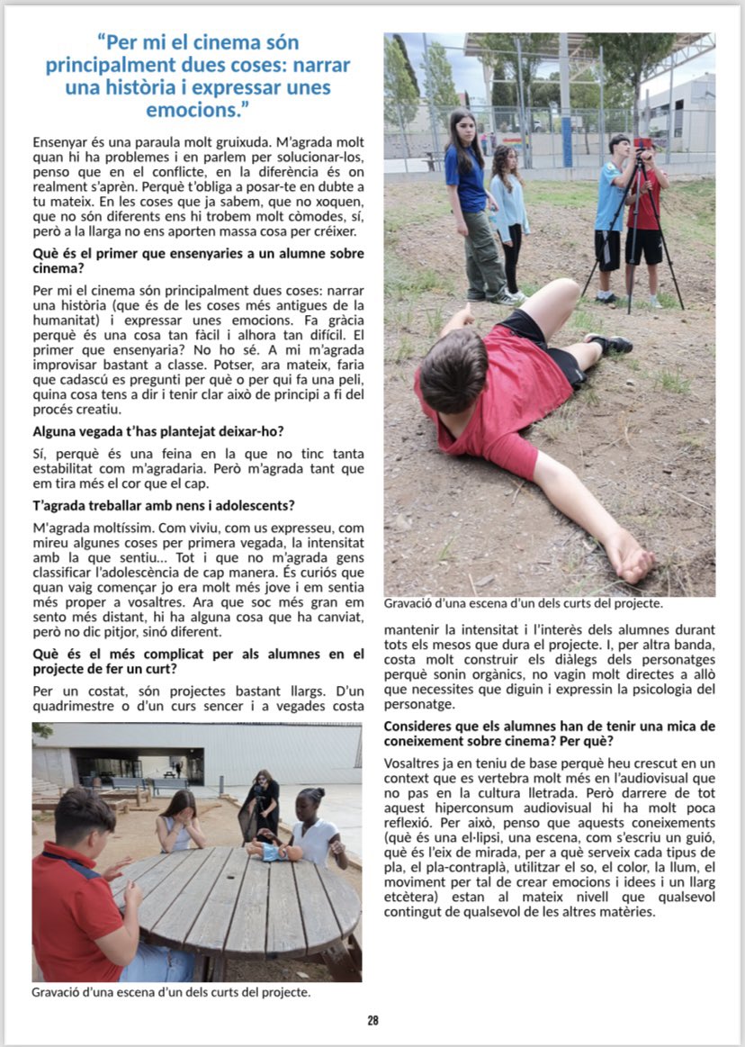Mil gràcies a <a href="/ielesvinyes/">Les Vinyes</a>, m'ho he passat genial amb La màgia del cinema i, encara més, amb la màgia que no és del cinema. Com s'ha volcat l'alumnat i com m'han portat "en volandes" pel procés creatiu. Així dona gust! Potser, el cinema ha estat el de menys i la vida el de més.👇🏼