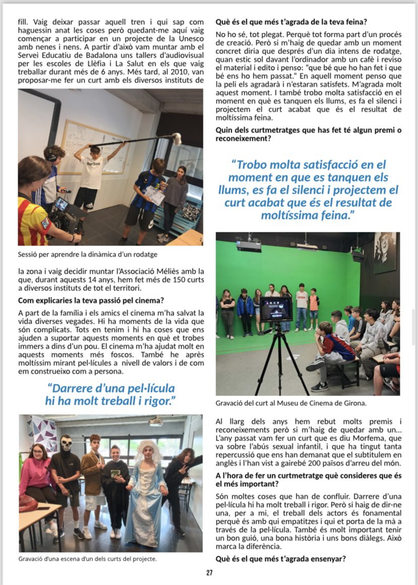 IacoSubirats's tweet photo. Mil gràcies a @ielesvinyes, m'ho he passat genial amb La màgia del cinema i, encara més, amb la màgia que no és del cinema. Com s'ha volcat l'alumnat i com m'han portat "en volandes" pel procés creatiu. Així dona gust! Potser, el cinema ha estat el de menys i la vida el de més.👇🏼 https://t.co/QJFO0s0SQf