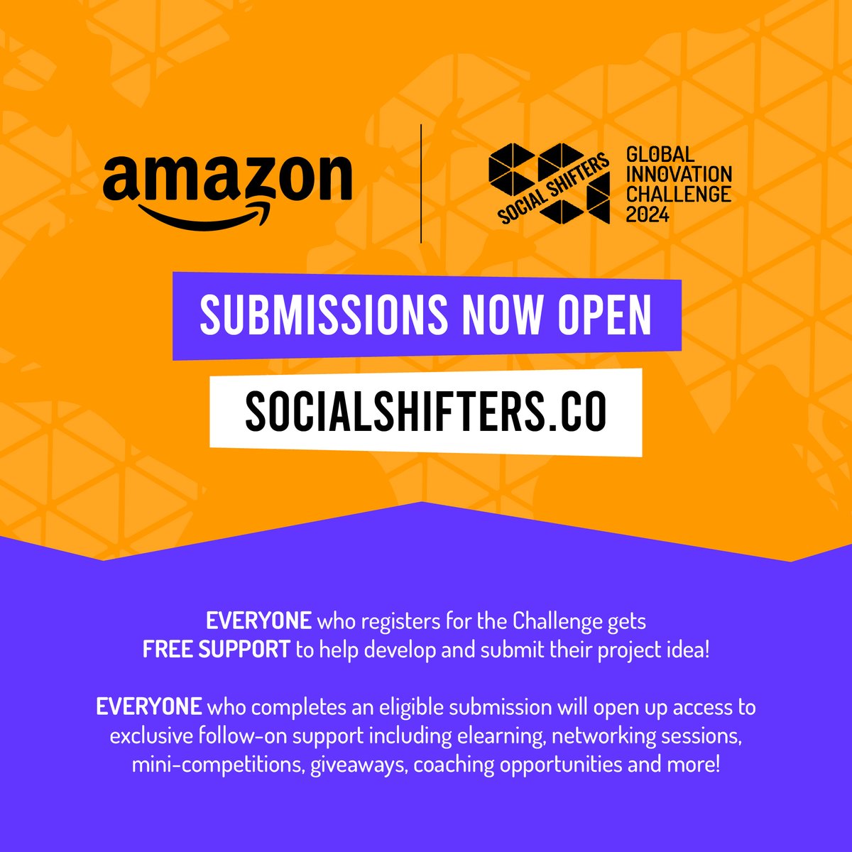 socialshifters's tweet photo. 🌍 Young changemakers unite! Have an idea to tackle a social or environmental issue? 

Join the Social Shifters Global Innovation Challenge supported by @amazon! 🚀

Ages 18-30, working on SDGs? We want YOU! Win grants up to $10K! Submit your idea today➡️ https://t.co/HRM0TrQ5my https://t.co/uIURaz9PyY