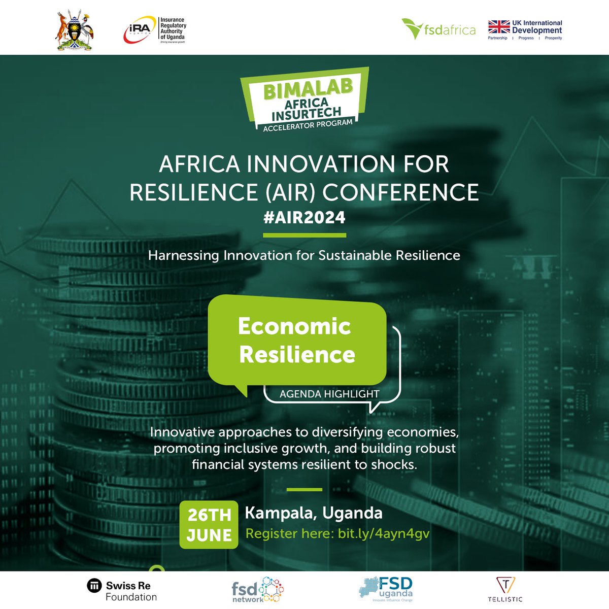 Tellistictec's tweet image. 🚀 Save the date for the #AIR2024 Conference, where we'll delve into groundbreaking approaches for financial stability and economic diversification. @FSDAfrica's #BimaLab @IRAUganda.
Secure your spot now! 👉 (Link in Bio)
📅 June 26, 2024 
📍 Kampala, Uganda
@EliasOmondiX