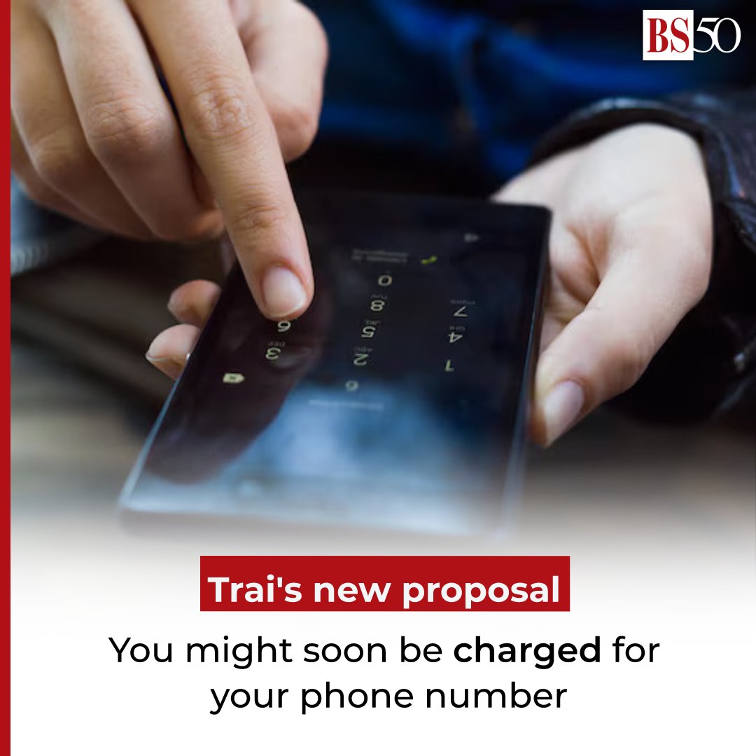 bsindia's tweet photo. Trai has proposed introducing fees for mobile and landline numbers, citing that phone numbers represent a valuable yet finite public resource.
@NandiniSiinghh & Abhijeet Kumar report.
#trai #phonenumber #landlinenumber
https://t.co/4uHYuEwz0n https://t.co/F3g7ogXRWV