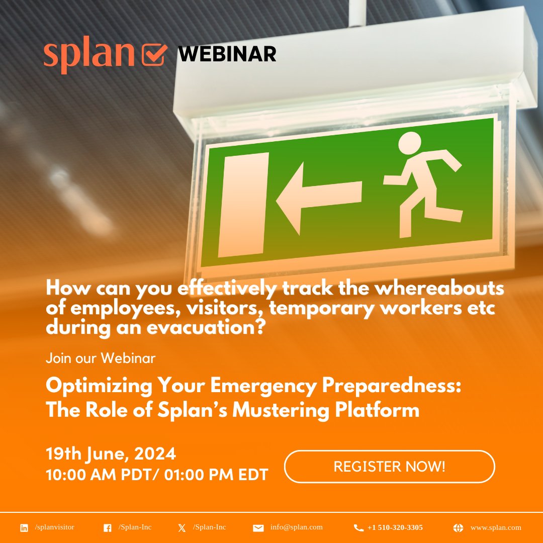 Ensuring everyone exits your building safely during an emergency can be stressful. Imagine a system that streamlines the evacuation process and quickly confirms everyone's well-being. Splan offers a solution that eliminates confusion.

Register Now: us02web.zoom.us/webinar/regist…