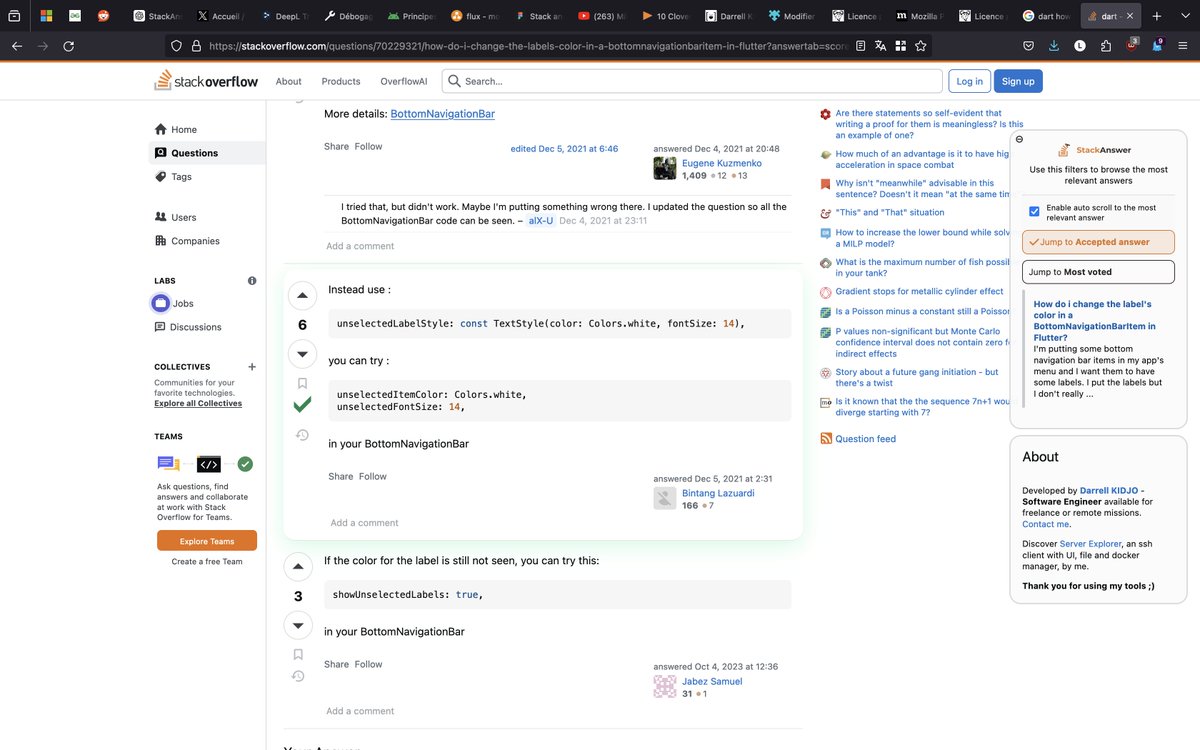 darrell_kidjo's tweet photo. Bon version 1.0 finale : 
✅ autoscroll =>  réponse acceptée ou ayant le plus de vote (img1)
✅ Désactiver l'autoscroll au chargement de la page
✅ Réponse mis en évidence + code copy (img2)
 (déjà envoyé à #firefox et #chrome pour validation😌🙂) https://t.co/UAo3BktOqn