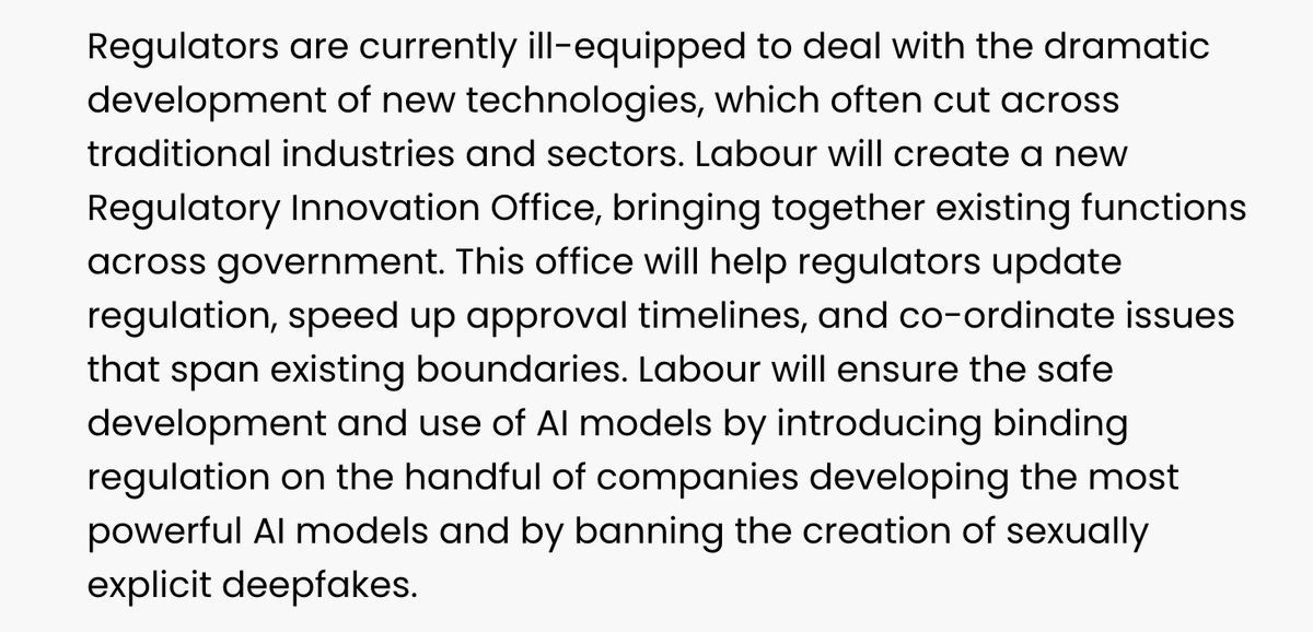 great to see <a href="/UKLabour/">The Labour Party</a> confirm it will establish a new Regulatory Innovation Office, to accelerate the path for startups &amp; founders

follows our <a href="/formventureshq/">Form Ventures</a> campaign! fixtheregulators.com