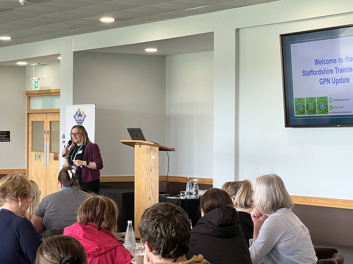 StaffsTH's tweet photo. We are off and running at our annual General Practice Nurse @Red_Whale_CPD Update! Our Strategic Nurse Lead Rachel Viggars kicks things off by introducing Red Whaleβs facilitator Dr Hussain Al-Zibaidi. Enjoy your course #generalpracticenurses #gpn #gpnfoundationschool #redwhale https://t.co/bpGd0Cxv1h