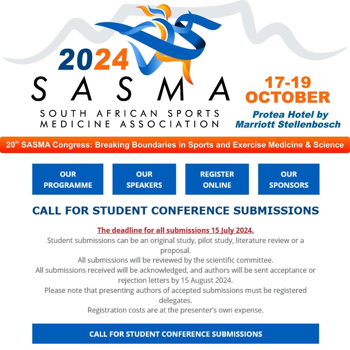 SASMA_ZA's tweet photo. Don't miss out! Register now for a conference boasting esteemed speakers and diverse sessions on injury prevention, sports medicine, nutrition, and athlete well-being. #SASMAStrong
Register Here: https://t.co/ZfYbr3vrFd https://t.co/LTab2vwI40