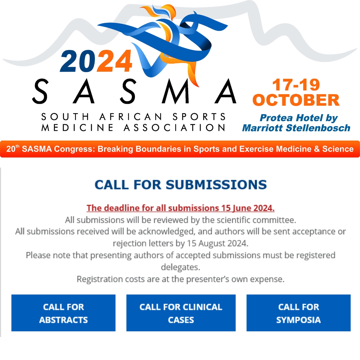 SASMA_ZA's tweet photo. Don't miss out! Register now for a conference boasting esteemed speakers and diverse sessions on injury prevention, sports medicine, nutrition, and athlete well-being. #SASMAStrong
Register Here: https://t.co/ZfYbr3vrFd https://t.co/LTab2vwI40