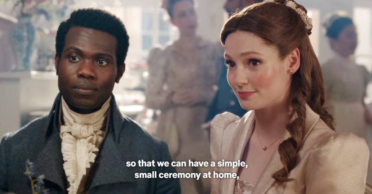 ladywestcliffs's tweet photo. so in the bridgerton world a duke, a viscount and an earl’s weddings are all small private affairs but a third son and a baron’s daughter get the wedding of the season. the fanfiction levels of s3 istg https://t.co/9rrxxqlbQ1