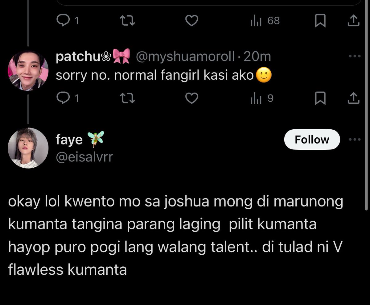 myshuamoroll's tweet photo. HALAAA?!! ano trip mo bhie @eisalvrr !! after saying this irerepost mo si Joshua?!! binura mo pa talaga comment mo 🤣🤣 https://t.co/rdLl9B9BAo