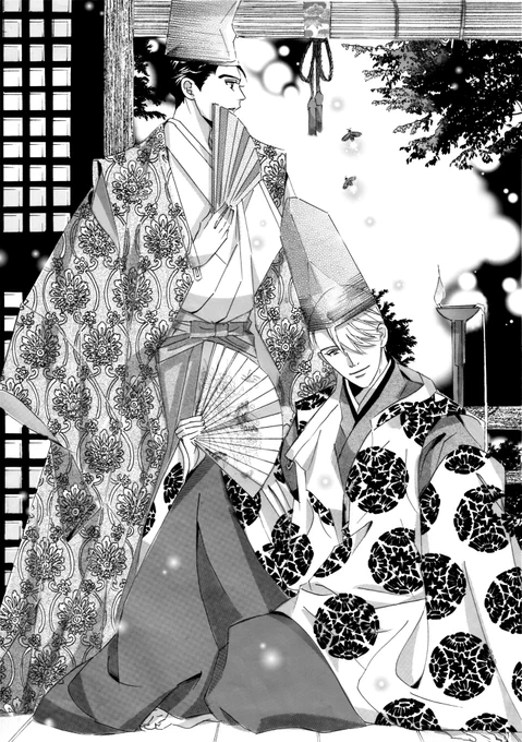 毎年蛍の時期になるとなぜか描きたくなる、なんちゃって平安YOIヴィク勇師弟妄想絵🎨蒸し暑い夜は前をちょっとくつろげたりしてる公達装束好き(^▽^)/ 