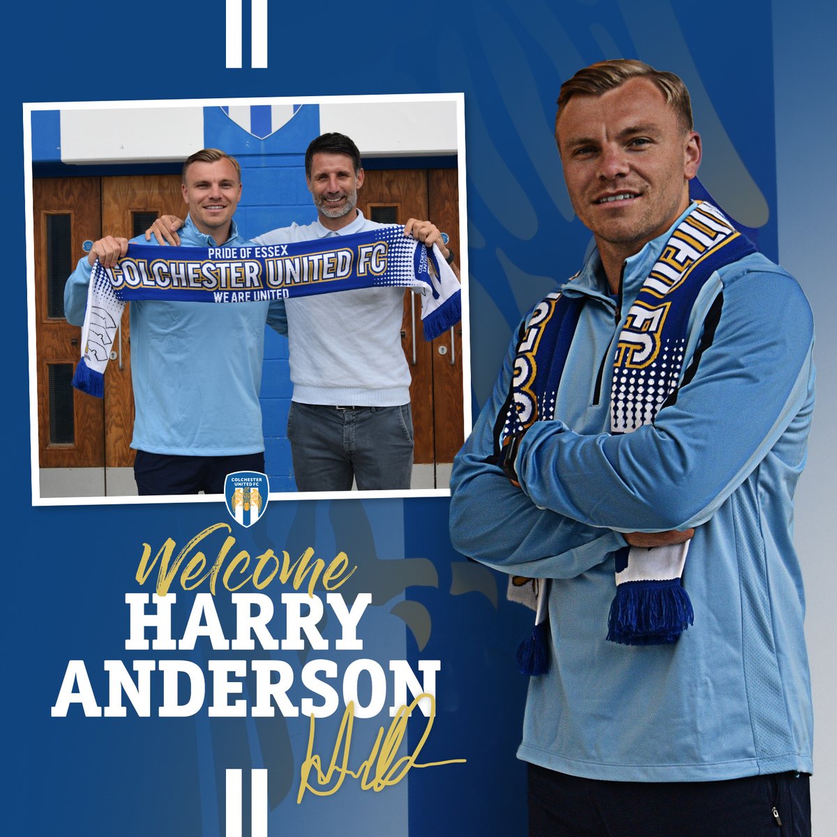 ColU_Official's tweet photo. ✍️ 𝗪𝗘𝗟𝗖𝗢𝗠𝗘 𝗕𝗔𝗖𝗞 𝗛𝗔𝗥𝗥𝗬 𝗔𝗡𝗗𝗘𝗥𝗦𝗢𝗡!

The winger returns on a permanent two-year deal at Colchester United!

#ColU | #WeAreUnited